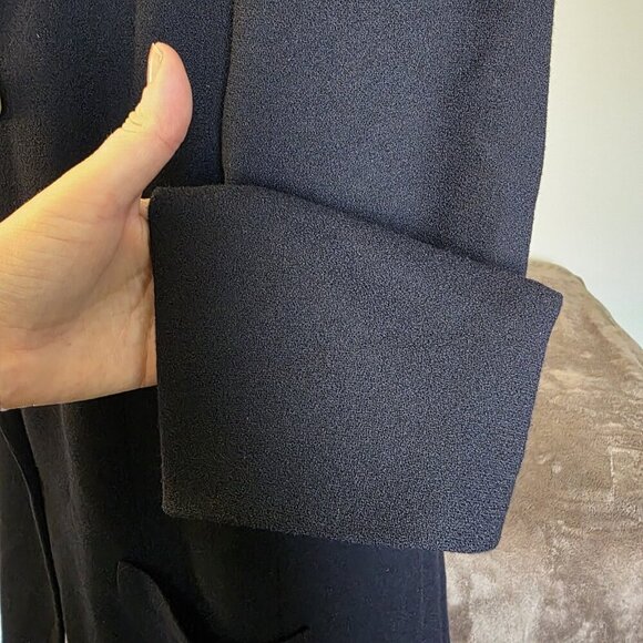 Linda Allard Ellen Tracy Blazer Women’s 8 Navy Wool Double Breasted Gold - Picture 16 of 16